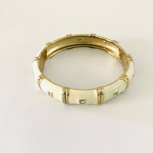 Fashion Jewelry White Enamel Cuff Bangle Rhinestone Bracelet.
